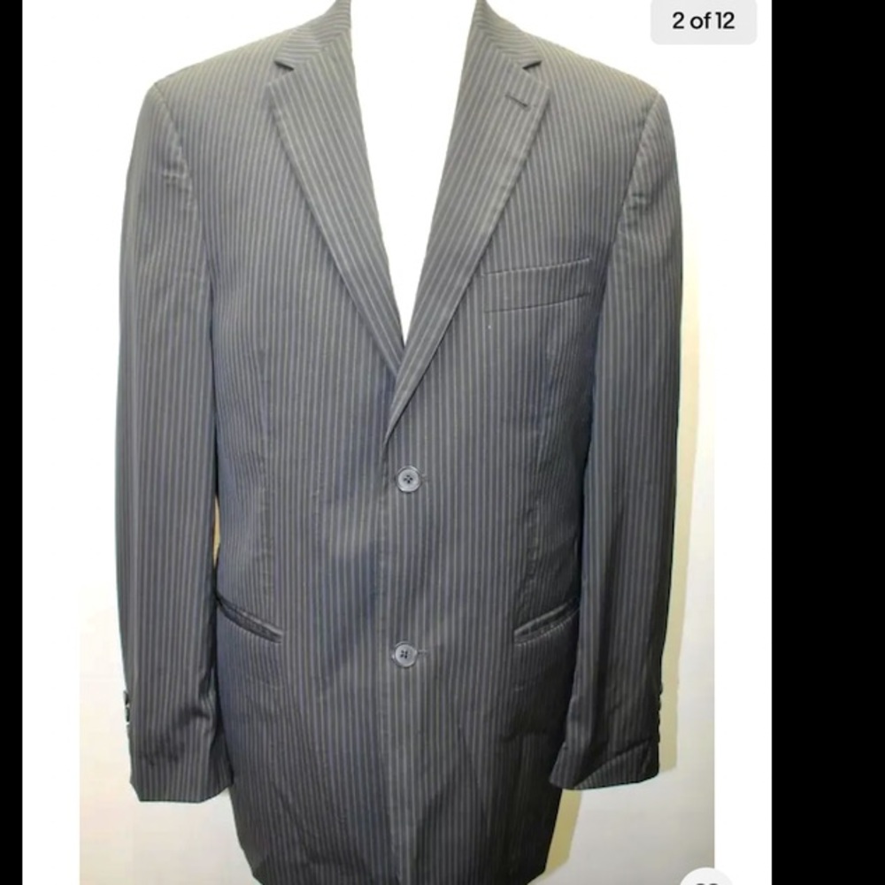 Kenneth Cole New York Men Blazer Blue Pin Stripe 40R 2 Buttons Fully Lined